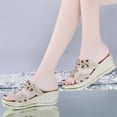 thumbnail image 4 of VerPetridure Women's Boho Slippers Crystal Floral Wedges Thick Peep Toe Sandals Slippers Elegant Sandals, 4 of 9