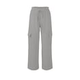 thumbnail image 4 of Women's Baggy Sweatpants Straight Leg Pants Clothes Fitness Clothing Women's Pants Wide Leg Pant Drawstring Casual Corgo Trousers With Pockets Gray L, 4 of 5