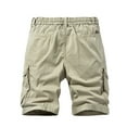 thumbnail image 4 of Wyobmus Tactical Work Shorts for Men Casual Drawstring Elastic Waist Hiking Cargo Shorts Lightweight Ripstop Quick Dry Fishing Shorts With Multi-Pocket D-Khaki, 4 of 4