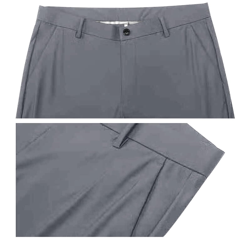 grey dress pants walmart Bnwani Mens Pants Fashion Pleated Loose Solid Color with Pockets Straight Leg Soft Dress Pants Gray for 3XL, Men's