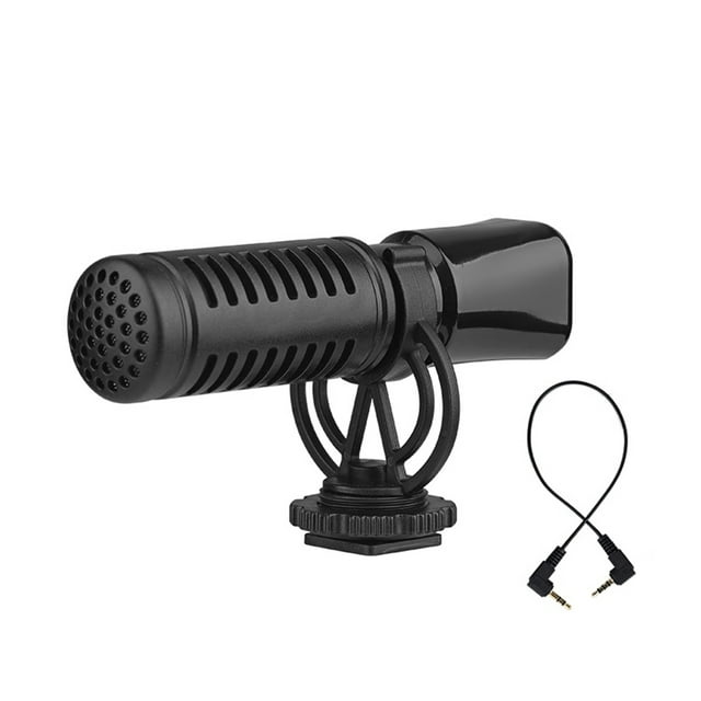 Mini Microphone Cardioid Condenser Mic with Shock Mount Windscreen 3.5mm TRRS Plug for Smartphone Vlog Live Streaming Video Recording