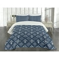 thumbnail image 3 of Ambesonne Mediterranean Quilted Bedspread Set 3 Pcs, Rectangular Armor, King Size, Navy Blue and White, 3 of 5