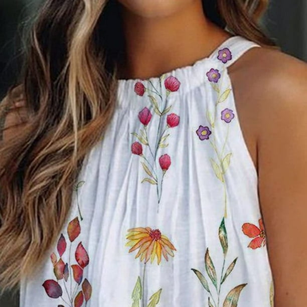 Meichang Summer Tops for Women Cute Floral Print Tank Top