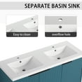 thumbnail image 3 of 48" Floating Bathroom Vanity with Double Resin Sink, Solid Wood Wall Mounted Bathroom Vanity with 3 Soft-Close Doors and Ample Storage, Lake Blue, 3 of 9
