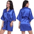 thumbnail image 2 of LYMAYTER Women Short Robe Summer Lightweight Sleepwear for S-3XL V-Neck Solid Color Kimono Bathrobe, 2 of 8
