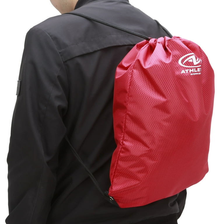 Athletic Works Unisex Fitness Cinch Backpack, 11L, Red