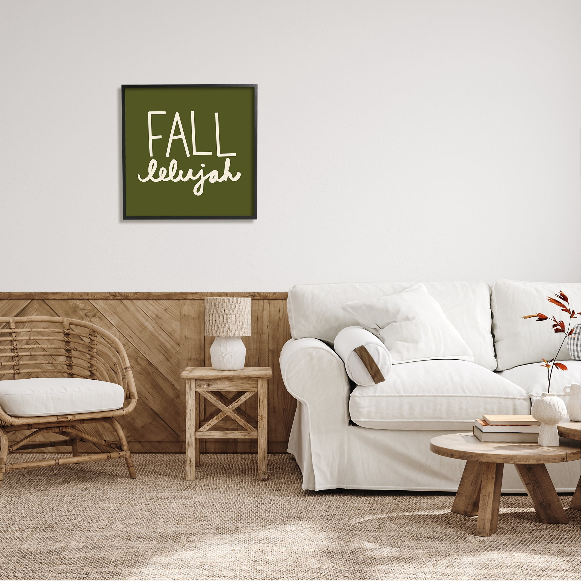 Stupell Industries Fall-lelujah Autumn Phrase Holiday Painting Black Framed Art Print Wall Art, 24 x 24