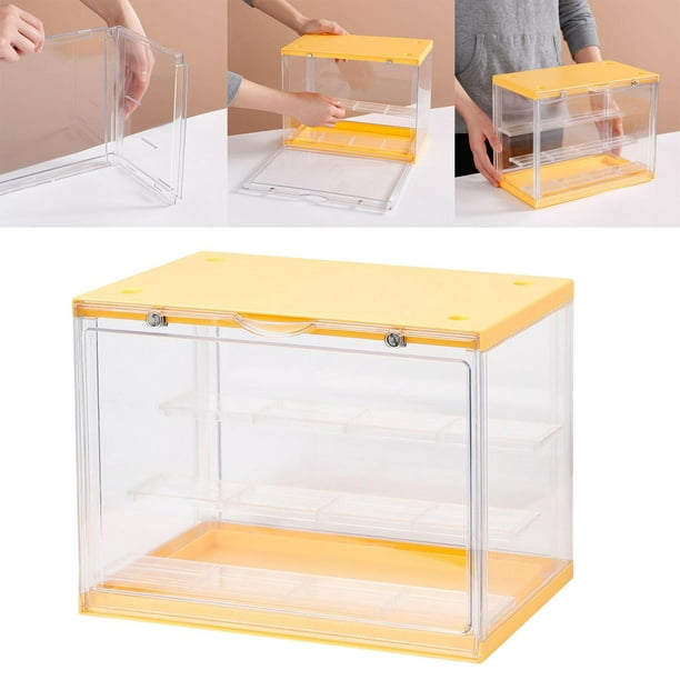 Vitrina de acrílico de 3 niveles, estante , vitrina a prueba de polvo, modelos de de acción, estante de almacenamiento Yellolw Hugo vitrinas