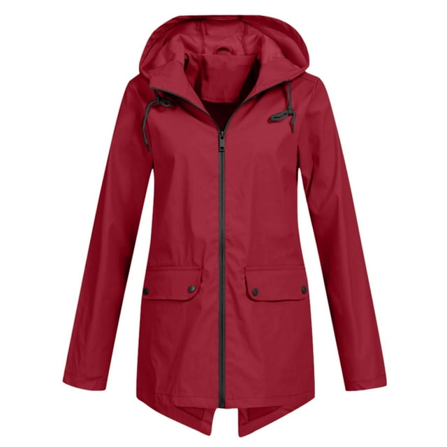 Veste Décontractée pour Femme, Unie, Extérieure, Grande Taille, à Capuche, Coupe-Vent, Ample