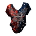 thumbnail image 4 of MEICHEN Women's V Neck Butterfly & Rose Print T Shirt Patriotic Glitter Graphic Casual Top, 4 of 4