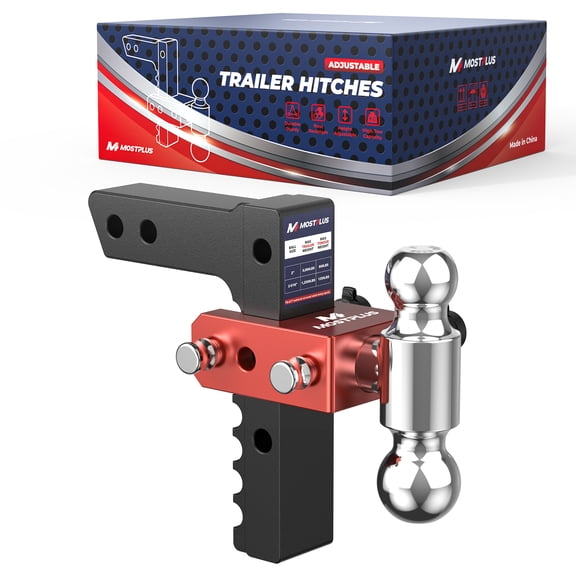 MOSTPLUS 2 Inch Hitch Receiver 8 Inch Drop Adjustable Trailer Hitch Ball Mount with Dual Trailer Balls 12500 lbs Capacity