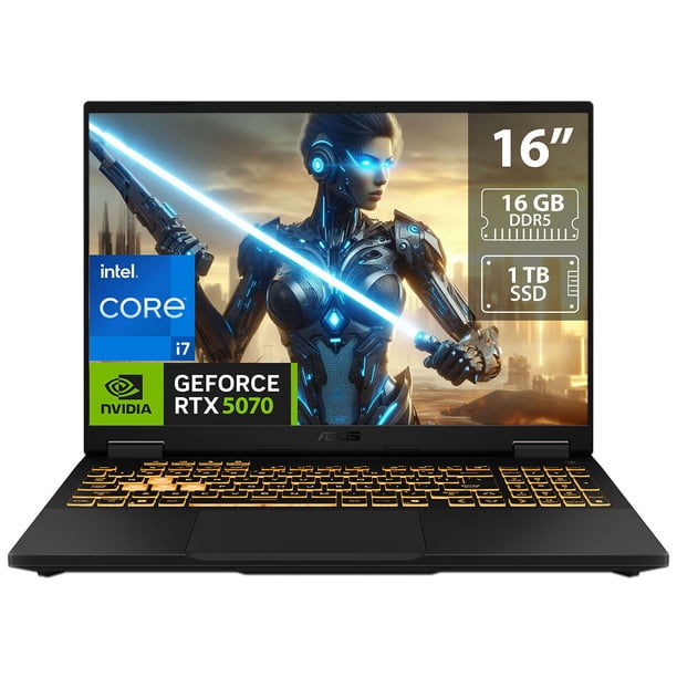 Laptop Gamer ASUS TUF F16: Intel Core i7 14650HX , RAM 16GB DDR5, SSD 1TB, Pantalla de 16" , NVIDIA GeForce RTX 5070 8GB GDDR7, S.O. Windows 11 Home, Teclado versión en Inglés.