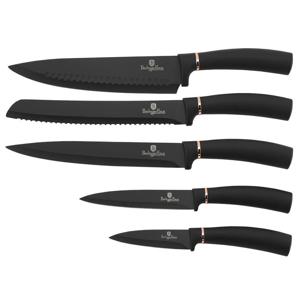 Knife Set With Magnetic Hanger 6 Piece With Steel Blades By Berlinger Haus Walmart Com Walmart Com