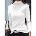 thumbnail image 2 of Long Sleeve Solid Turtleneck Slim T-Shirt for Women, Versatile for Spring & Fall, 2 of 7