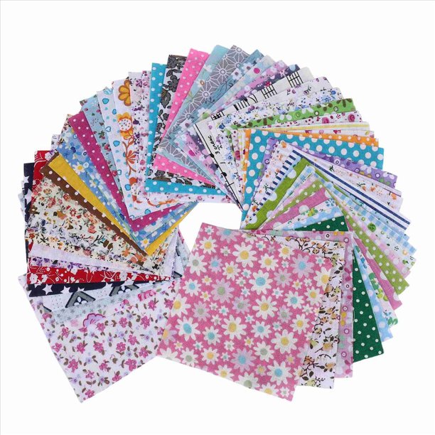 Kit de patchwork DIY de 60 piezas, paquete de colgantes de 10x10 cm, tela de algodón, kit de costura para patchwork.