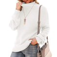 thumbnail image 2 of HAPIMO Women's Round Neck Knitted Sweater Button Long Sleeve Solid Color Elegant Casual Pullover Jumper Tops Teen Grils Fashion Clothes White XXL, 2 of 6
