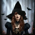 thumbnail image 2 of Darzheoy Halloween Witch Hat for Women, Mesh Lace Fancy Dress Witch Party Accessory for Halloween Dance Performance Props, 2 of 8