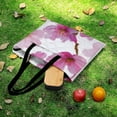 thumbnail image 6 of Pink Cherry Blossoms White Background Floral Pattern Picnic Blanket Waterproof Outdoor Beach Blanket Hand-held Pad Suitable for Travel, Camping, Beach, Family Gatherings, 6 of 8