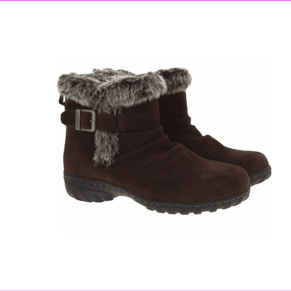 Khombu Women's Lindsey All Weather Winter Ankle Boots Brown Suede