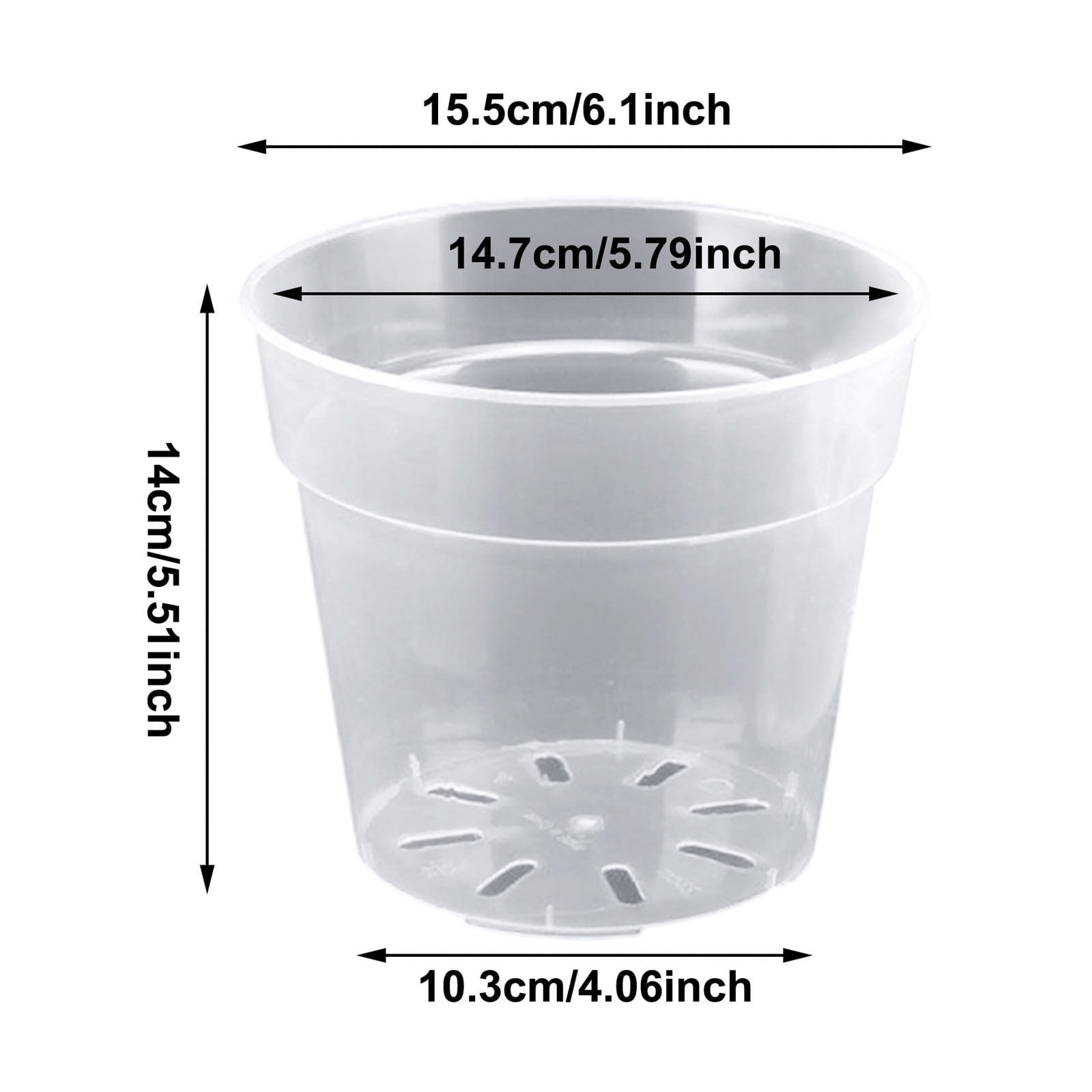 5 Pack 6 Inch Clear Nursery Pots, Transparent Pots with Drainage Holes, Starting Containers for Succulents Orchids Indoor Outdoor Gardening