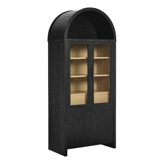 Modway Evie Arched Tall Display Cabinet, Black Oak, 71.10 x 30.80 x 16.50 Inches