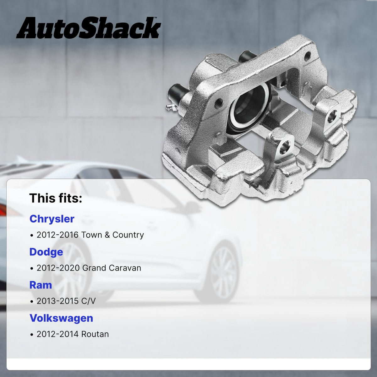 AutoShack Rear Brake Caliper for Dodge, Chrysler, Ram & Volkswagen, Grand Caravan 2012-2020 Town & Country 2012-2016 C/V 2013-2015 Routan 2012-2014, FWD V6 3.6L, Right