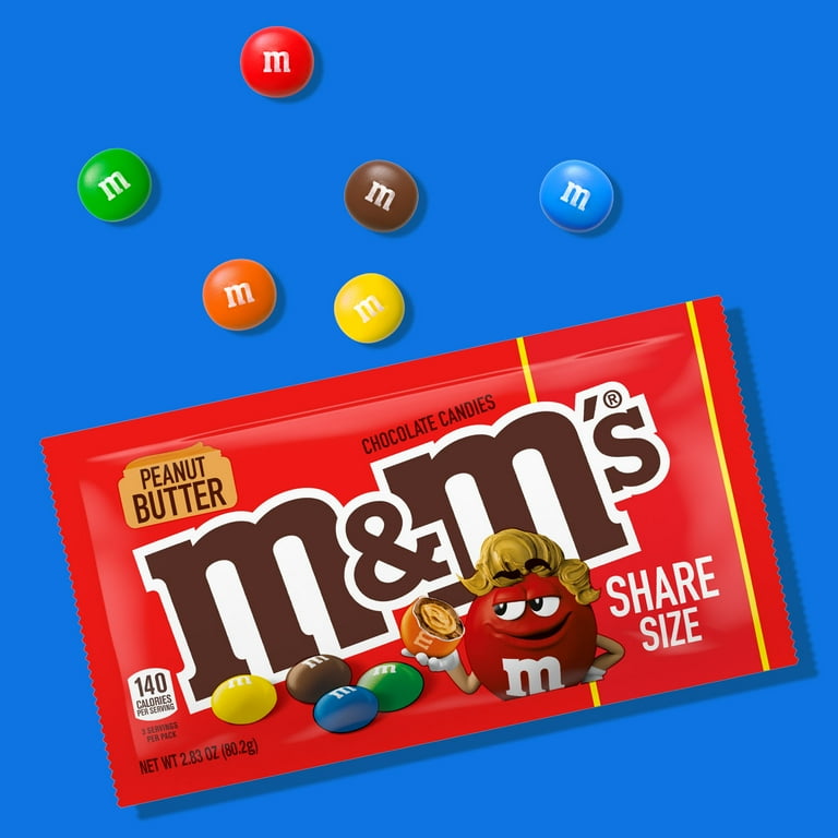 M&M's Peanut Butter Milk Chocolate Candy, Share Size - 2.83 oz Bag