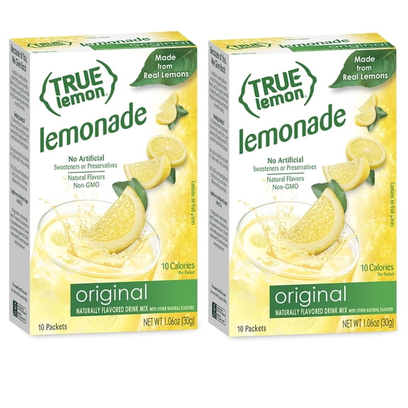 True Lemon Original Lemonade Powdered Drink Mix - 10 Sticks, Pack of 2