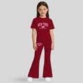 thumbnail image 2 of Teen Outfits 2 Piece Girls Set Kids Short Sleeve Graphic Tee Shirt & Casual Flared Pants, 2 of 4