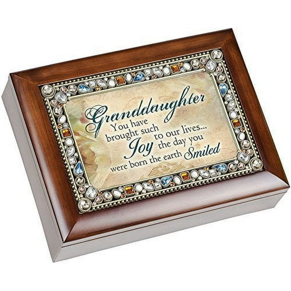 Cottage Garden Granddaughter You Have Brought Such Joy Woodgrain Jewelry Music Box Plays Wonderful World