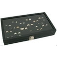 thumbnail image 3 of Glass Top Lid 72 Ring Black Showcase Jewelry Display Storage Organizer Box Case, 3 of 6