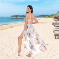 thumbnail image 6 of FORMRS Womens Long Sarong Beach Wrap Semi-Sheer Bikini Skirt Bathing Swimsuit Cover Up, Red Watercolor Seashells, 6 of 7