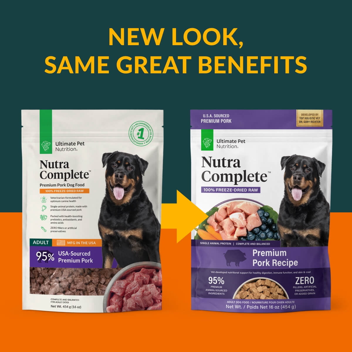 Ultimate Pet Nutrition Nutra Complete Premium Pork Freeze-Dried Raw Dog Food 16 oz.
