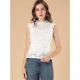 thumbnail image 3 of Blusa sin mangas semitransparente Allegra K con volantes de encaje para mujer blanco XS, 3 of 6