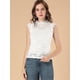 thumbnail image 3 of Blusa sin mangas semitransparente Allegra K con volantes de encaje para mujer blanco XS, 3 of 6