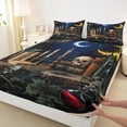 thumbnail image 4 of Castle Fairy Boho Ancient Book Queen Sheets 4 Pieces,Spooky Skull Candle Queen Sheet Sets,Navy Brown,1 Fitted Sheet,1 Flat Sheet and 2 Pillowcases, 4 of 6
