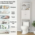thumbnail image 2 of Walsunny Over the Toilet Storage Cabinets Wood Bathroom Organizer Shelf Rack Space Saver with 2 Doors 4 Shelves Anti-Tip Device White, 2 of 8