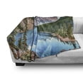 thumbnail image 2 of Scenic Summer Soft Flannel Fleece Blanket, Moraine Lake Panorama in Banff National Park Canada Wild Nature, Cozy Plush for Indoor and Outdoor Use, 60" x 80", Deep Sky Blue Multicolor, by Ambesonne, 2 of 5