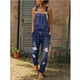 thumbnail image 2 of Moda mujer mamelucos de mezclilla para ropa de calle diseño bolsillos decoración rasgado Sling sin mangas Casual monos sueltos, 2 of 4
