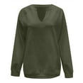 thumbnail image 4 of Arlun Women Casual Long Sleeve V-Neck Sweatshirts Solid Color Loose Fit Lightweight Pullover Tops Soft Comfortable Basic Leisure Hoodless Sweatshirts Yellow XL, 4 of 5