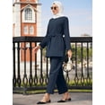 thumbnail image 3 of IBTOM CASTLE Muslim Clothes for Women Arabic Long Sleeve Loose Ramadan Tracksuit Islamic Clothing Blouse Wide Leg Pant Suits 4XL Blue, 3 of 8