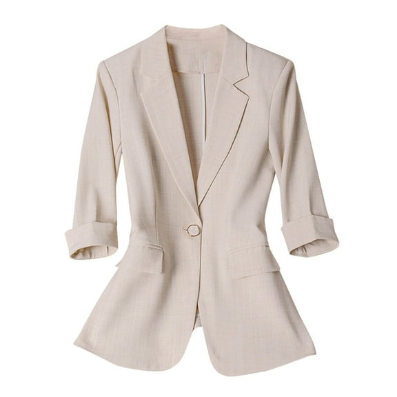 Plus Size Suit Jacket for Womens Striped Turndown Collar Suits 3/4 Sleeve Tops Blazer Regular Fit Slim Size Blosues Loose Fitted Shirts Office Work Bussiness Suit Jacket