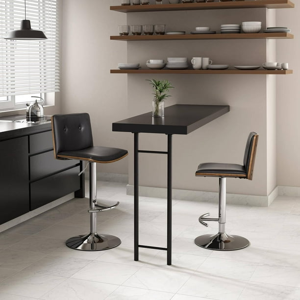 Dorel Home Products Wexford Swivel Barstool, Faux Leather/Walnut