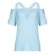 thumbnail image 4 of Pntutb moda mujer verano cuello en V Casual encaje Patchwork sólido Caims blusa top Pntutb Pntutb-5289, 4 of 7