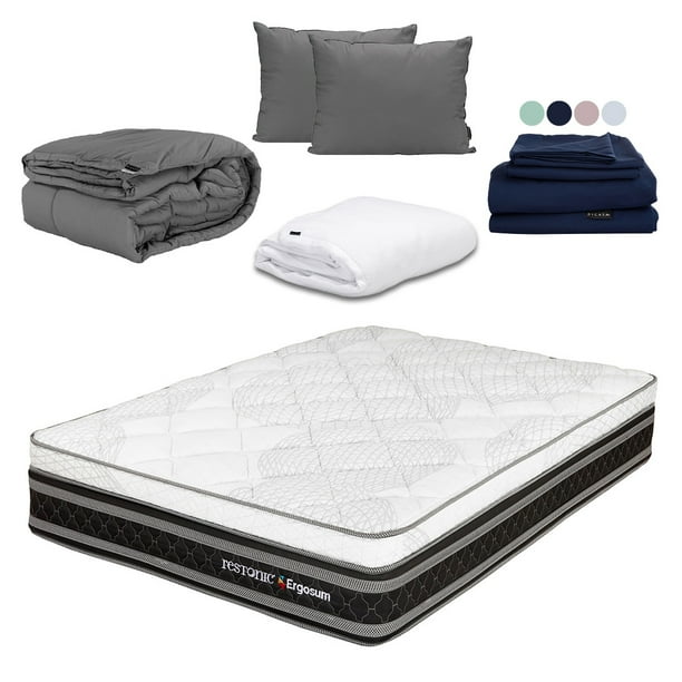 Colchón King Size Restonic Ergosum Almohadas 2Pack Sábanas Softy Protector Cloud Edredón Homy