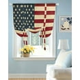 thumbnail image 2 of American Flag Tie Up Curtains for Window, Thermal Insulated Balloon Shade Adjustable Rod Pocket Curtains Valance Panels for Kitchen Bathroom Cafe 42 x 45 Vintage Red BlueUSA Flag, 2 of 6
