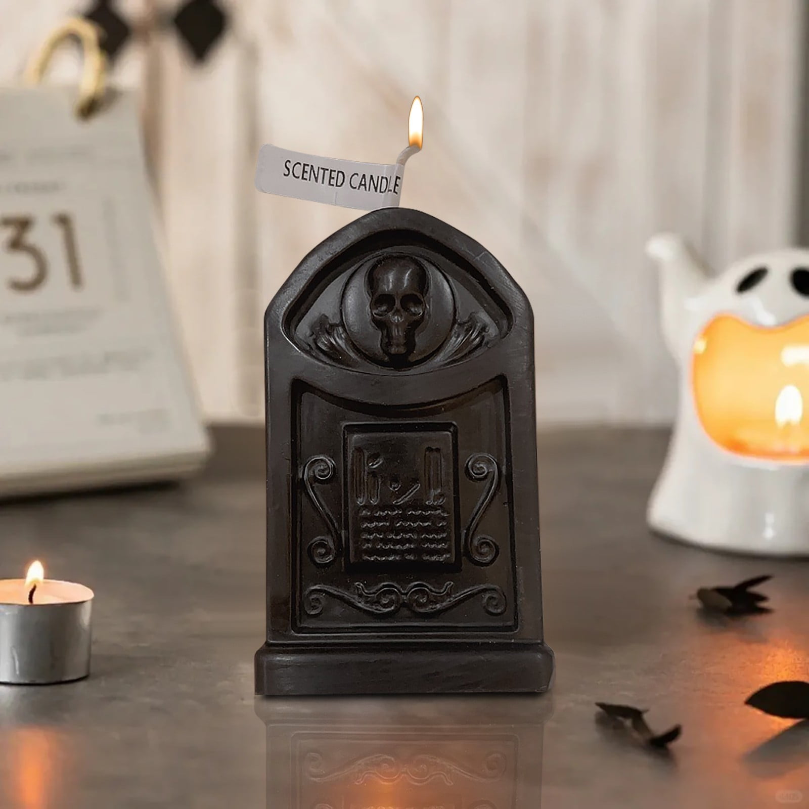 Lot De Bougies Parfumées |, Fantôme, Crâne, Pierre Tombale