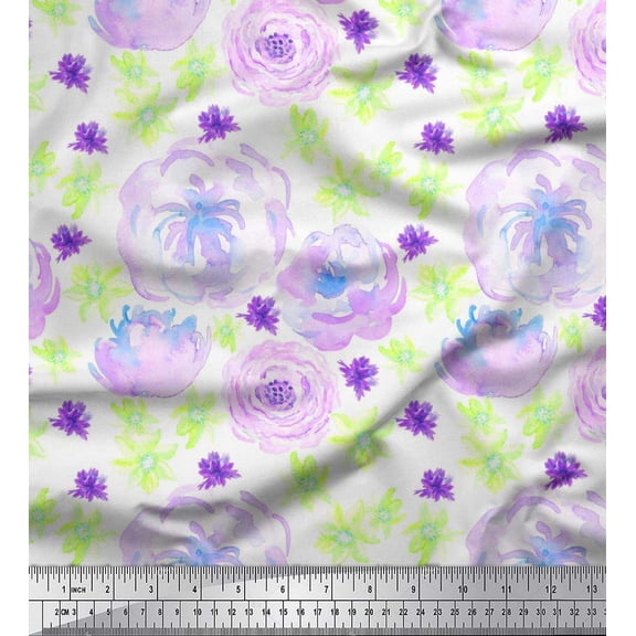 Soimoi Green Rayon Fabric Floral Print Sewing Fabric BTY 56 Inch Wide