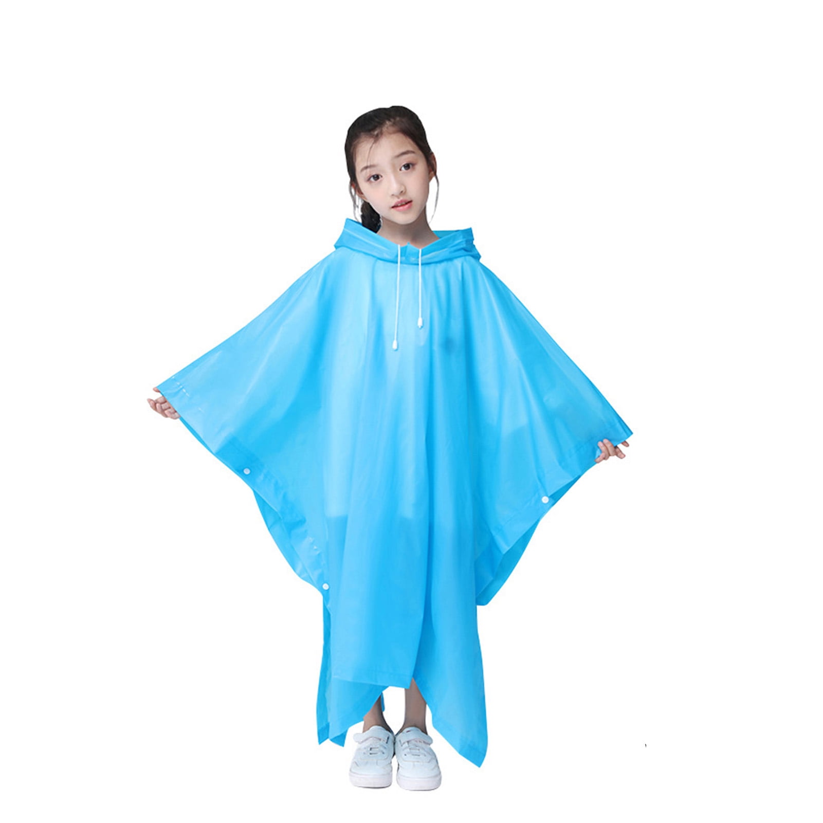 Kids Raincoat Poncho Waterproof Emergency Raincoat Outdoor Protective USA BLUE 