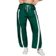 thumbnail image 2 of BRDFRL Women's Y2K Track Pants Side Striped Wide Leg Baggy Drawstring Waist Parachute Sweatpants Streetwear Army Green XL, 2 of 4